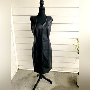 CALVIN KLEIN Ladies Black Faux Leather Skinny Dress Size 10